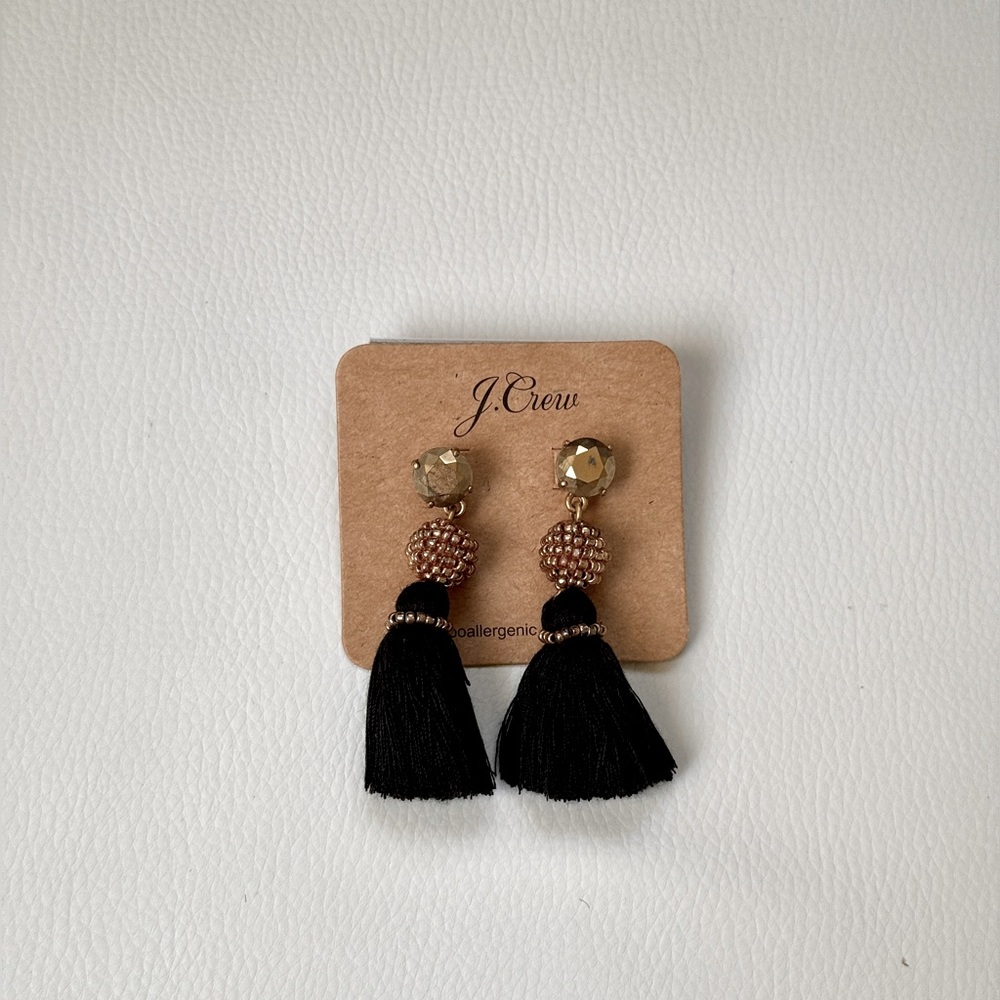 J. Crew Black Tassel Earrings